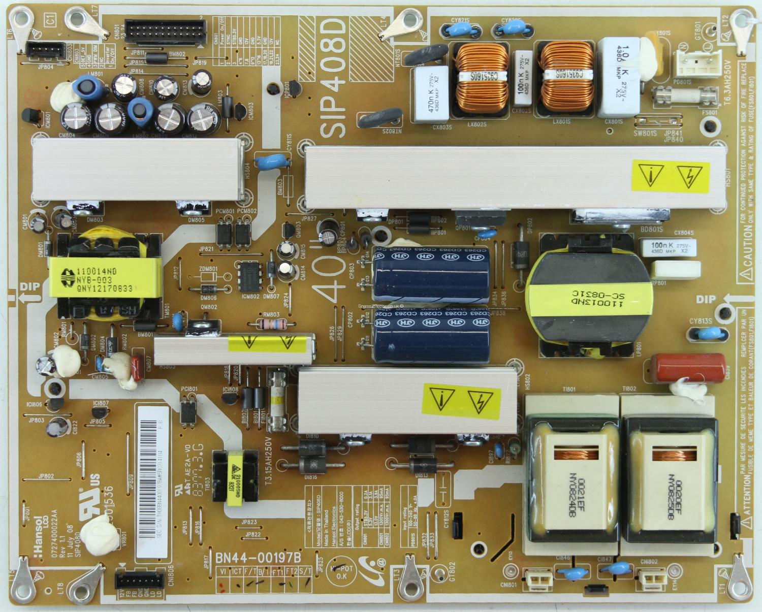 Samsung LE40A456C2D - PSU - BN44-00197B - SIP408D Power Supply / Backlight Inverter