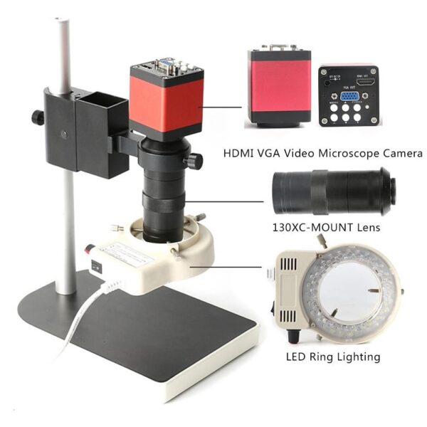 Eakins Industrial Digital Video Microscope Camera HDMI VGA Supported Display 13MP 720P 100X Zoom Camera Mount Lens