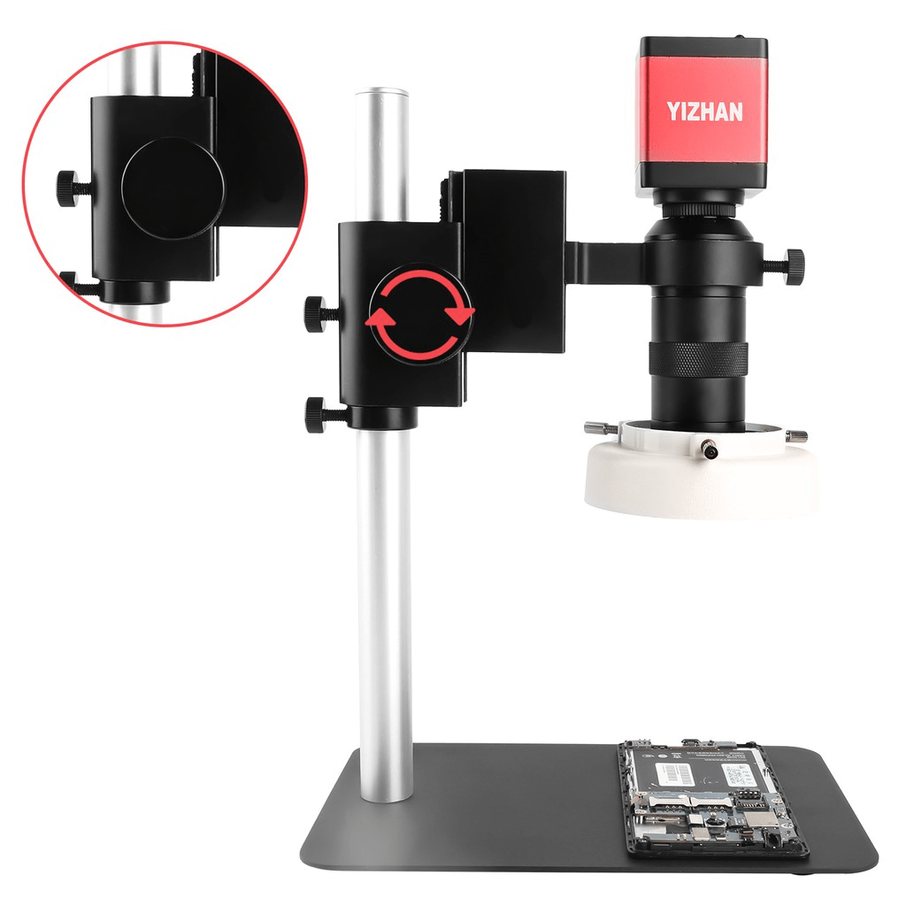 Yizhan 13MP HDMI VGA Industrial Microscope Camera Monocular microscope 130X C mount lens+ LED Ring Light
